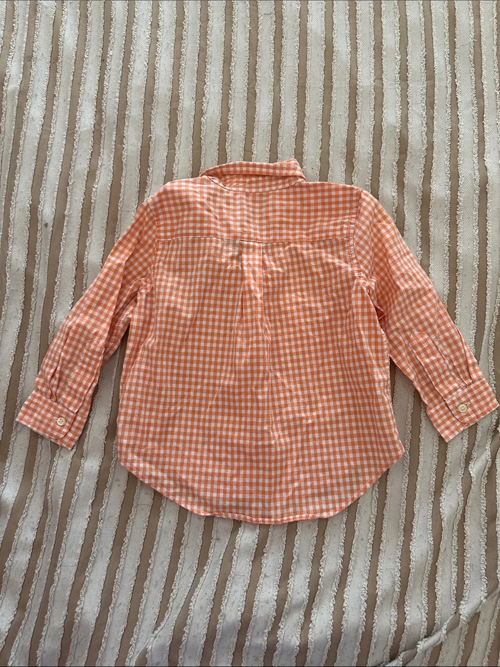 Ralph Lauren Orange Gingham Button-Down Shirt with Navy Pony